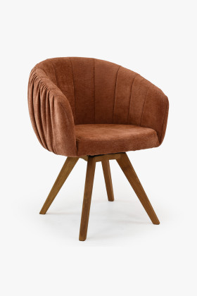 Forgatható tölgyfa karfás szék narancssárga bársonnyal modern design